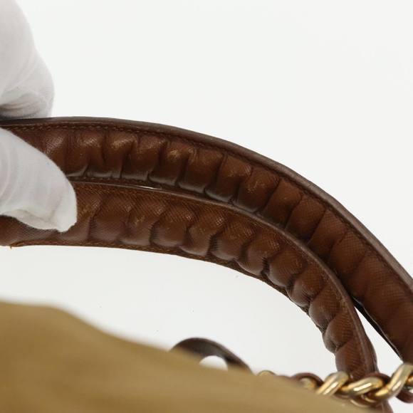 PRADA Chain Hand Bag Nylon Beige Gold Auth bs19999 - Picture 8 of 16